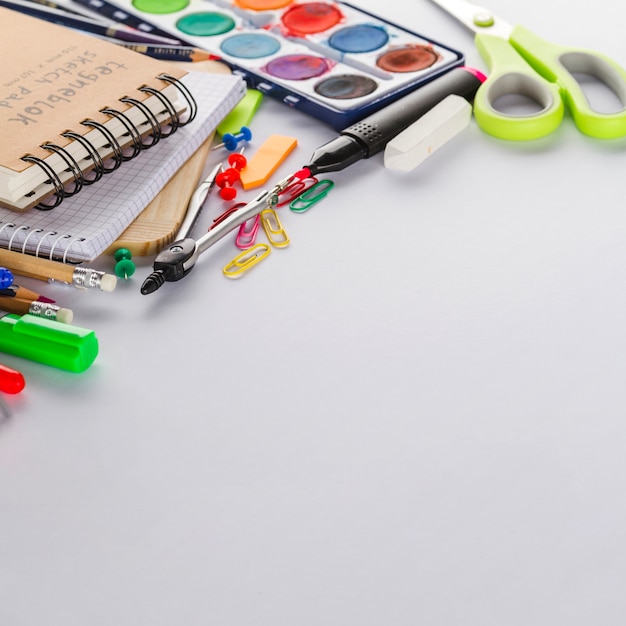 White surface with composed stationery