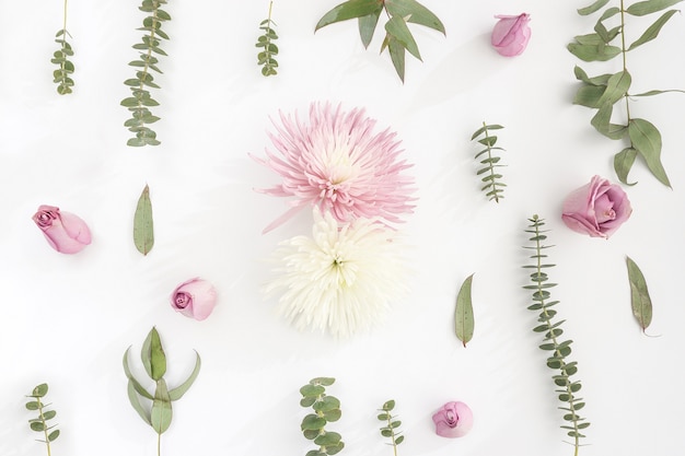 White surface with decorative flowers