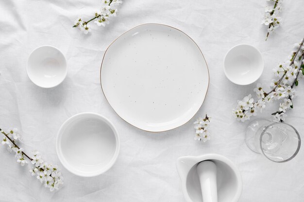 White table for a delicious meal arrangement