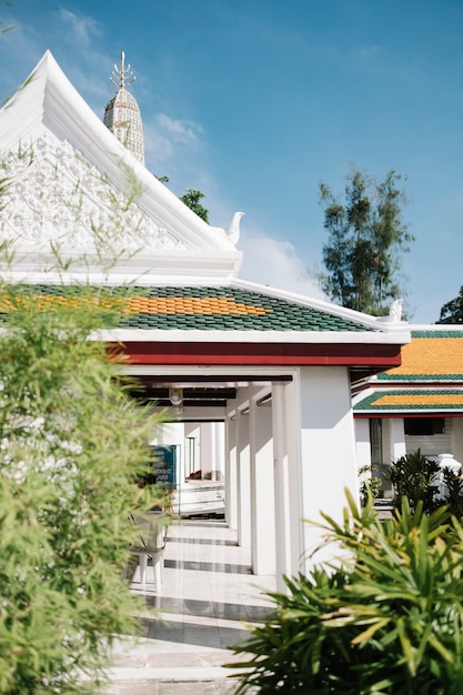 Free Photo white thai temple and tree