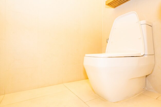 White toilet bowl seat decoration in bathroom