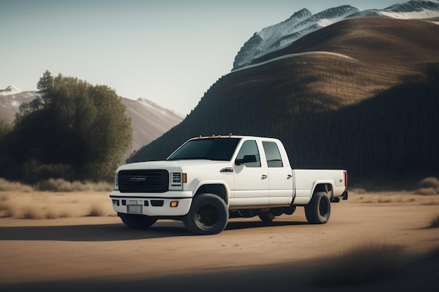 A white truck with the word gmc on the front