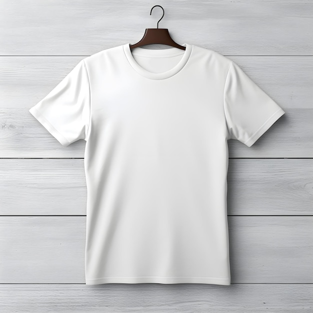 Free Photo white tshirt mockup on wooden texture background