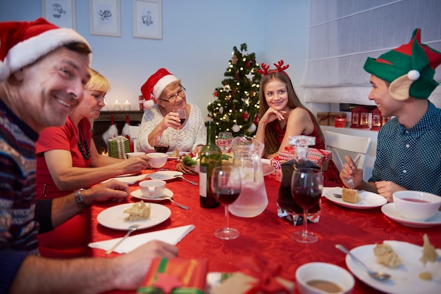 Whole family celebrating Christmas Eve