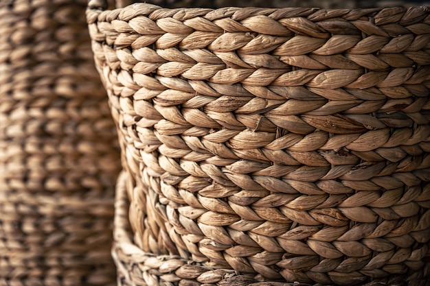 Wicker basket close up background photo texture