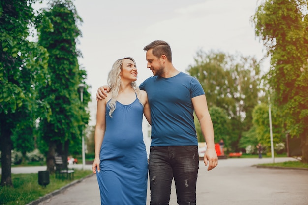 Wife with her husband in a summer park