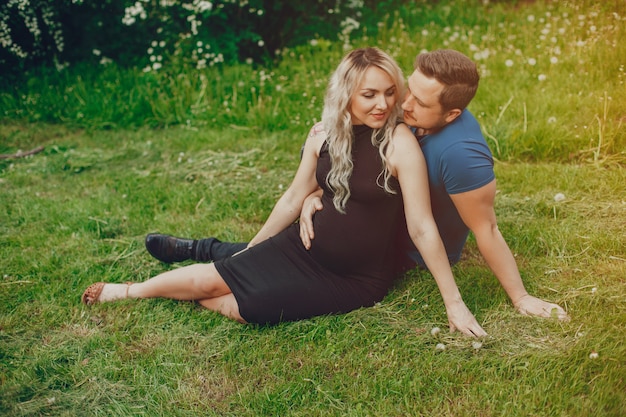 Wife with her husband in a summer park