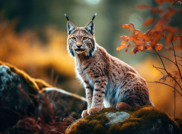 Wild bobcat in nature