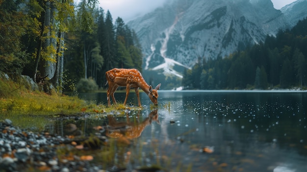 Free Photo wild deer in nature