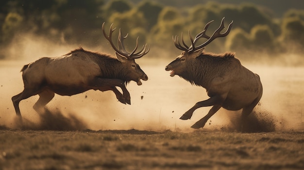 Free photo wild elk in nature with wilderness landscape