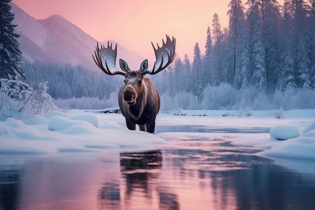 Wild elk in nature