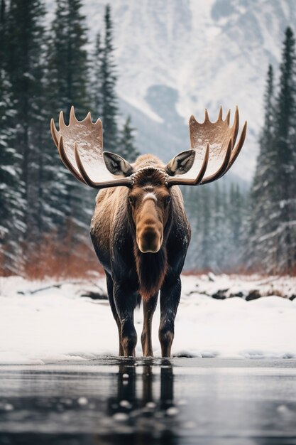 Wild elk in nature