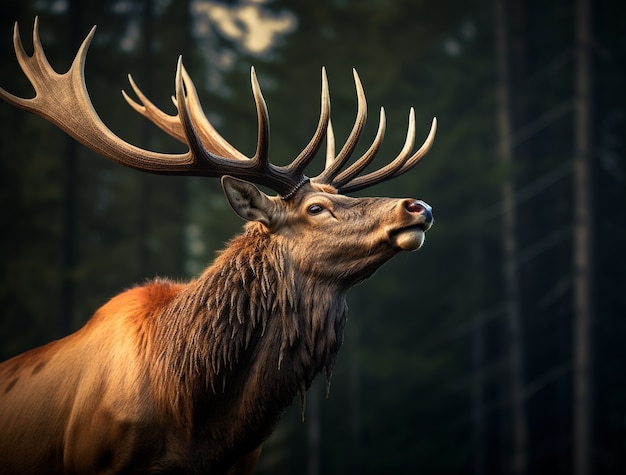 Wild elk outdoors with nature landscape