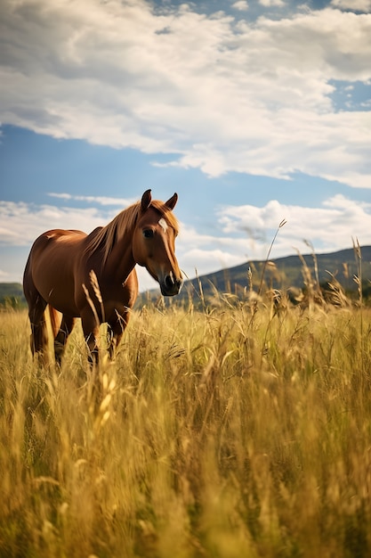 Free Photo wild horse in the pasture  