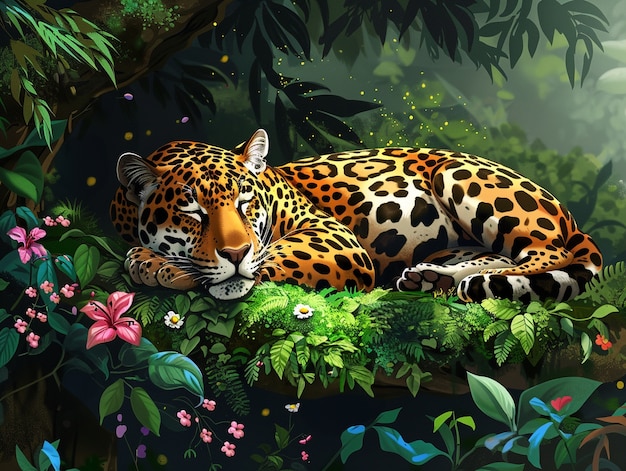 Free Photo wild jaguar in the jungle