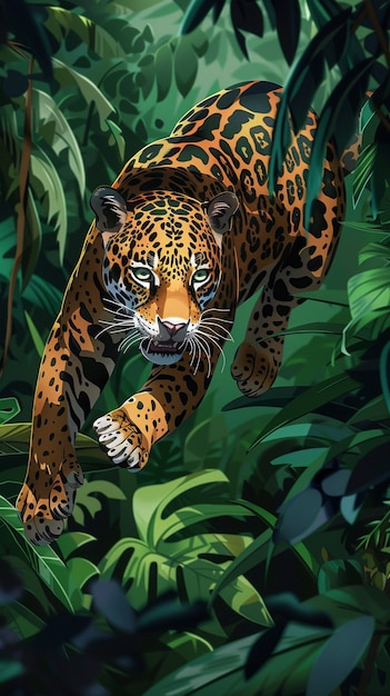 Free photo wild jaguar in the jungle