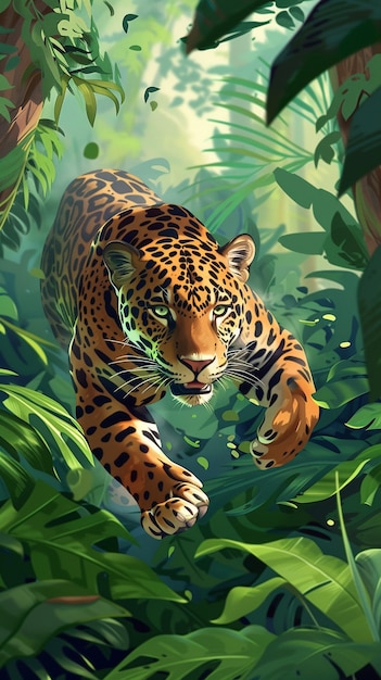 Free photo wild jaguar in the jungle