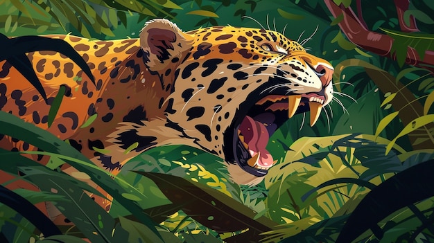 Free Photo wild jaguar in the jungle