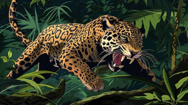 Free photo wild jaguar in the jungle