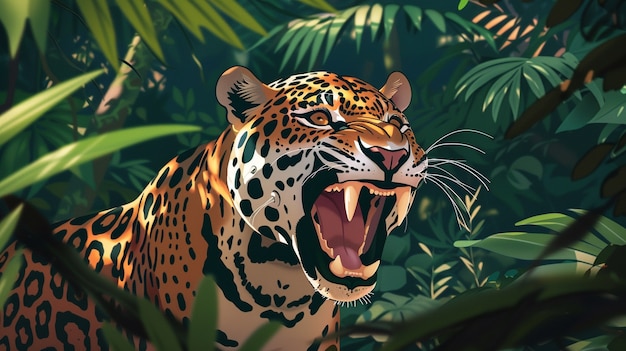 Free photo wild jaguar in the jungle