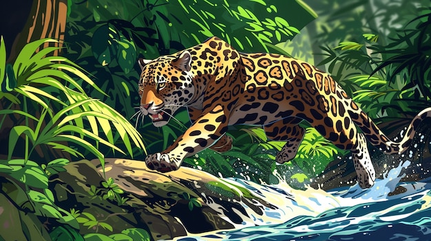 Free photo wild jaguar in the jungle