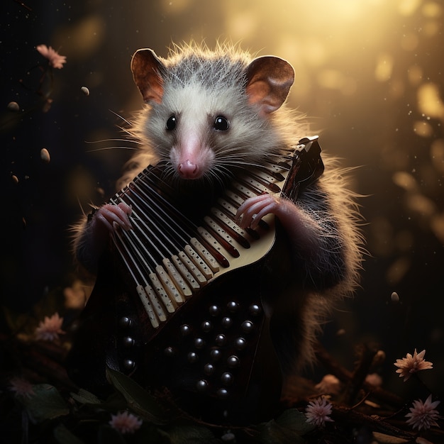 Free Photo wild opossum cartoon character