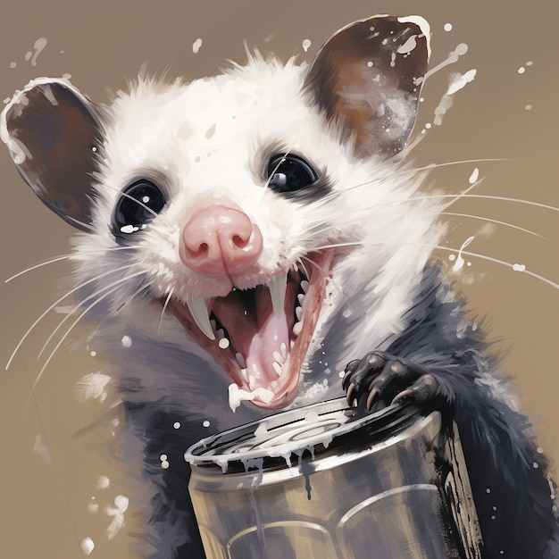 Free Photo wild opossum cartoon character