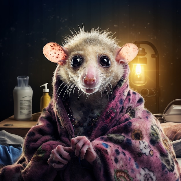 Free photo wild opossum cartoon character