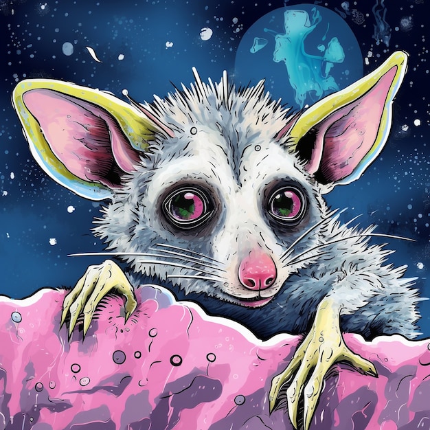 Free photo wild opossum cartoon character