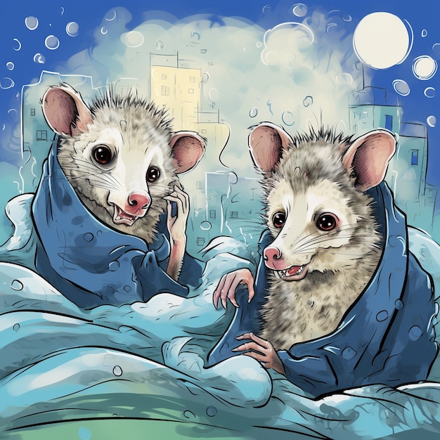 Free Photo wild opossum cartoon character