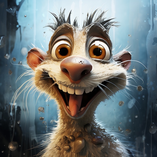 Free photo wild opossum cartoon character