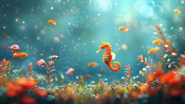 Free Photo wild seahorse animal in oceanic underwater environment