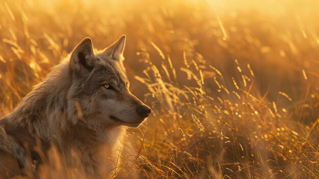 Wild wolf in nature