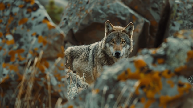 Wild wolf in nature