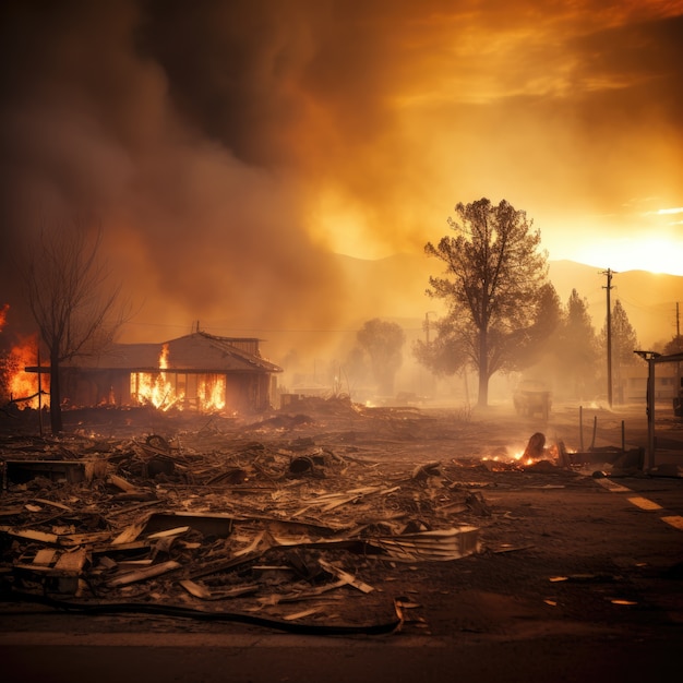 Free photo wildfire and its consequences on  nature