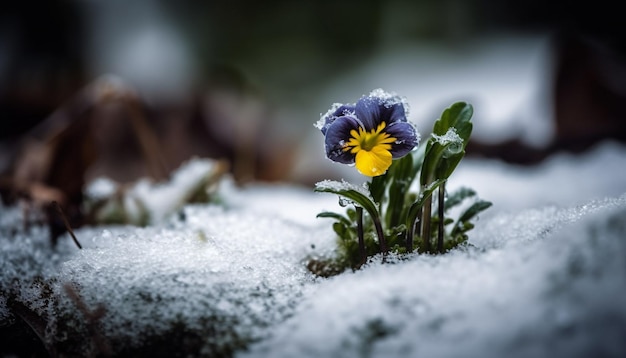 Wildflowers bloom delicate petals braving winter frost generated by AI