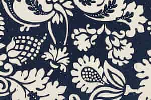 Free photo william morris floral background indigo botanical pattern remix illustration