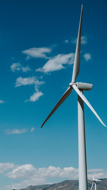 Wind turbine with a blue sky