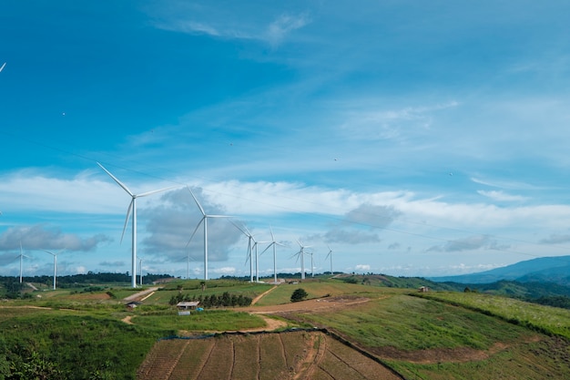 Free Photo windmill and blue sky in thailand