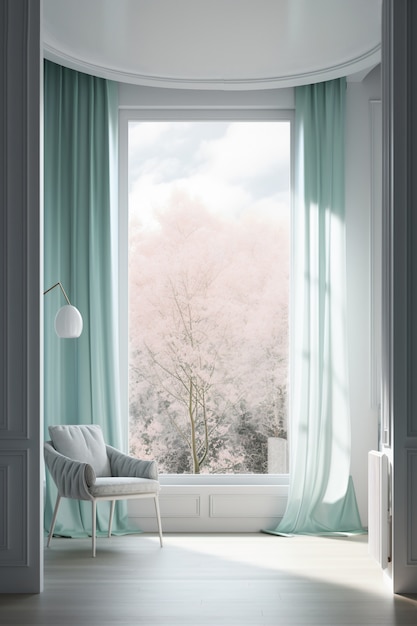 Window in room with surreal and mystical view