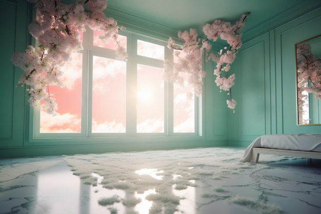 Free Photo window in room with surreal and mystical view