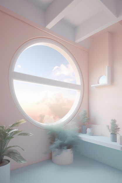 Free photo window in room with surreal and mystical view