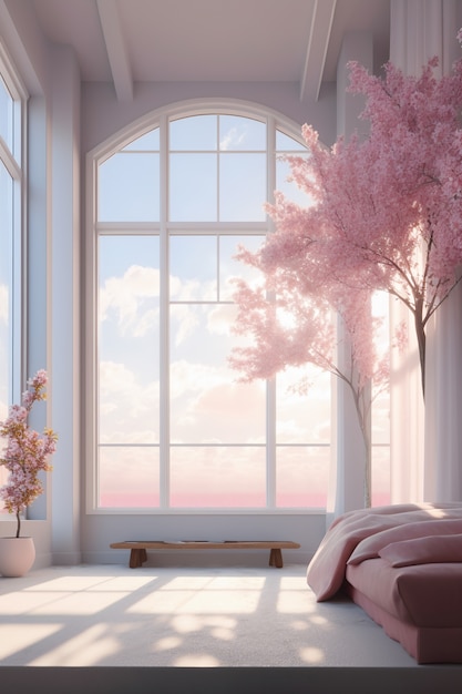 Free photo window in room with surreal and mystical view