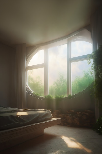 Window with surreal and magical landscape view