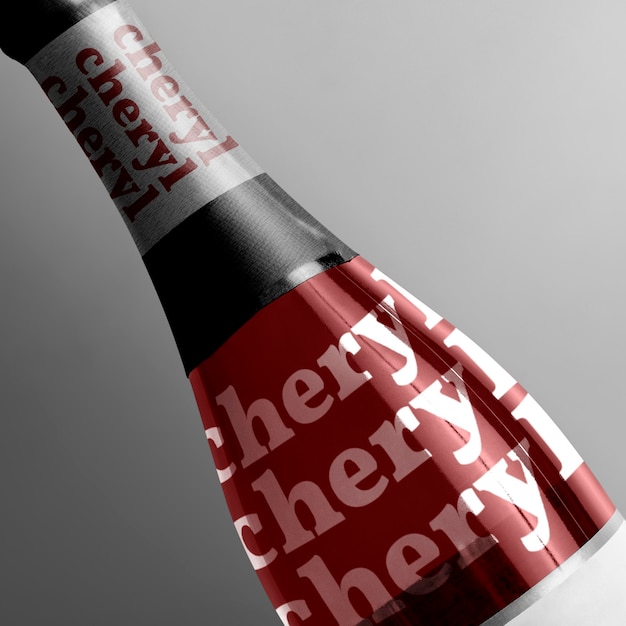 Free photo wine bottle with red labels in cheryl brand