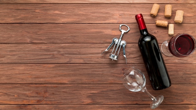 Wine bottle on wooden background