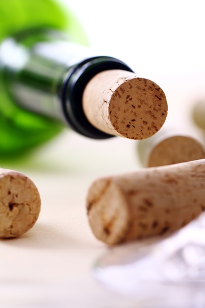 Free photo wine corks on a table