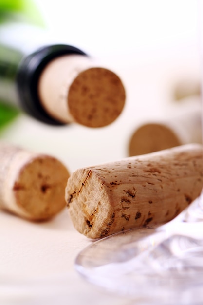 Free photo wine corks on a table