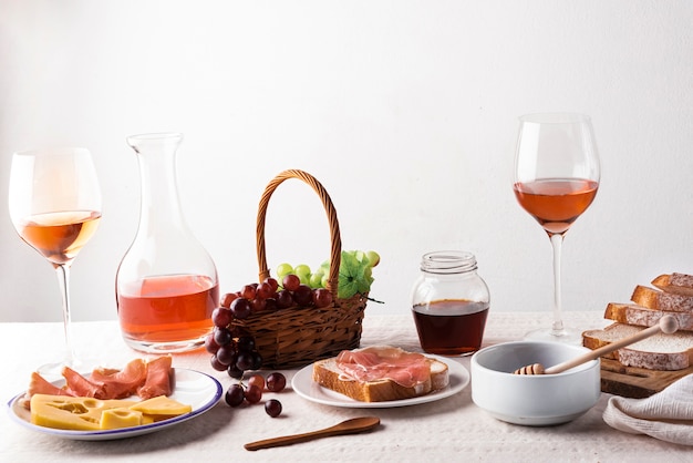 Wine tasting products on a table