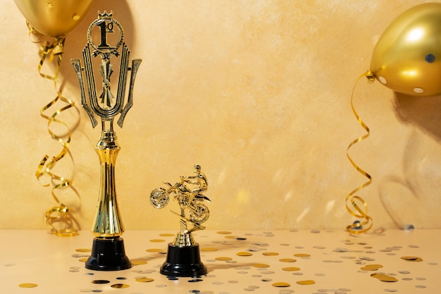 Free photo winner concept with golden cups